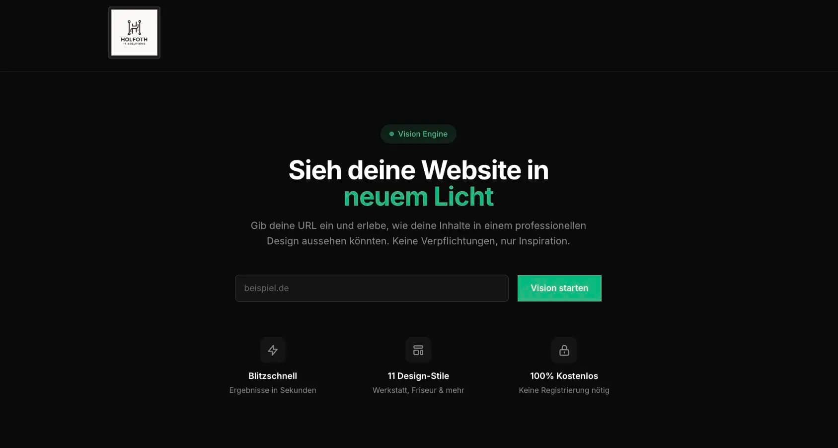 Vision Tool - Website Vorschau Generator
