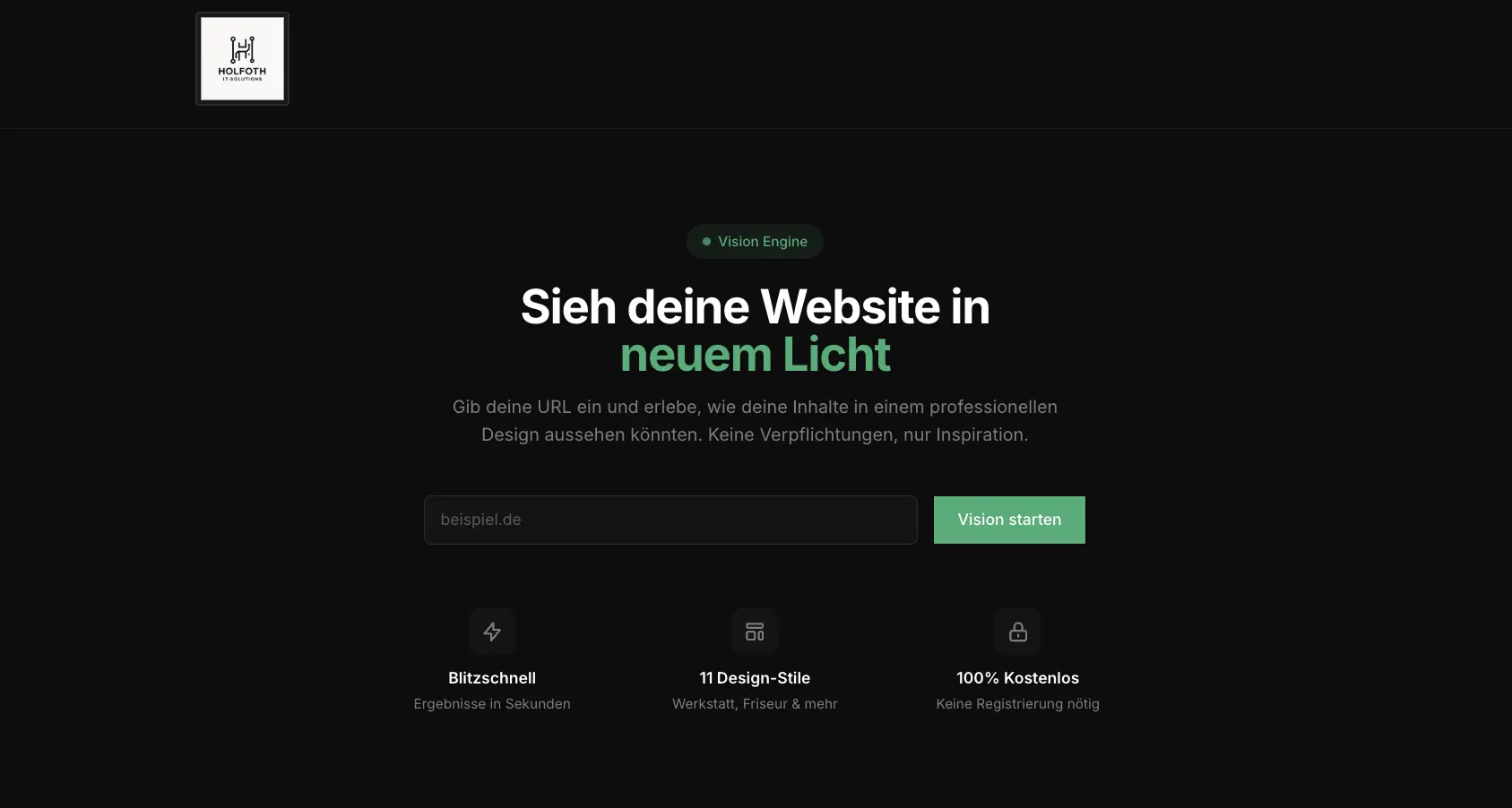 Vision Tool - Website Vorschau Generator
